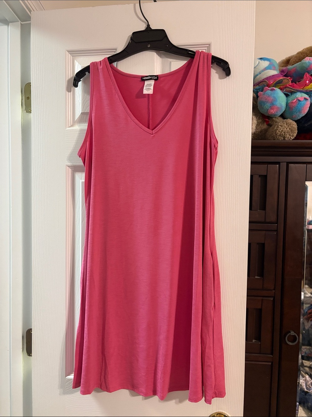 HEIMISH USA Hot Pink V-Neck Sleeveless Dress